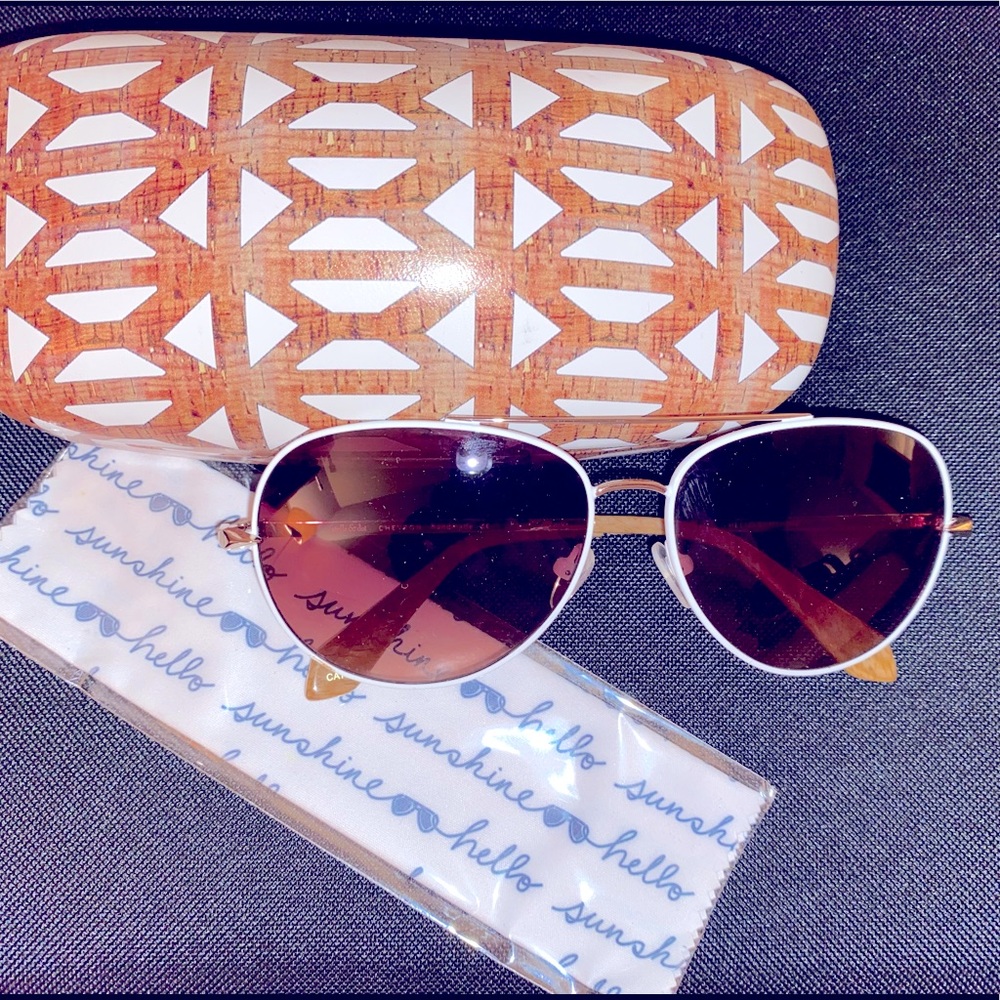 Stella & Dot White & Gold Aviator sunglasses